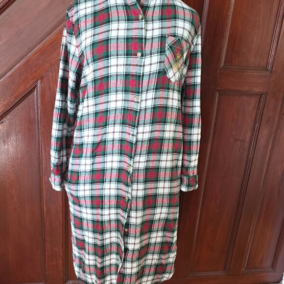 Lauren Ralph Lauren Plaid Nightgown S Button Down Long Sleeve Cotton - Picture 1 of 9